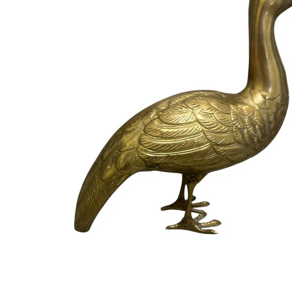 Vintage Large 12 x 12 inch Brass Peacock Bird Figurine - Picture 5 of 8